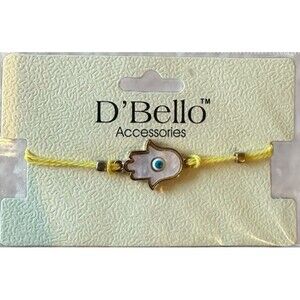 NEW D'Bello Bracelet Evil Eye Charm Pearl With Yellow Bracelet Adjustable